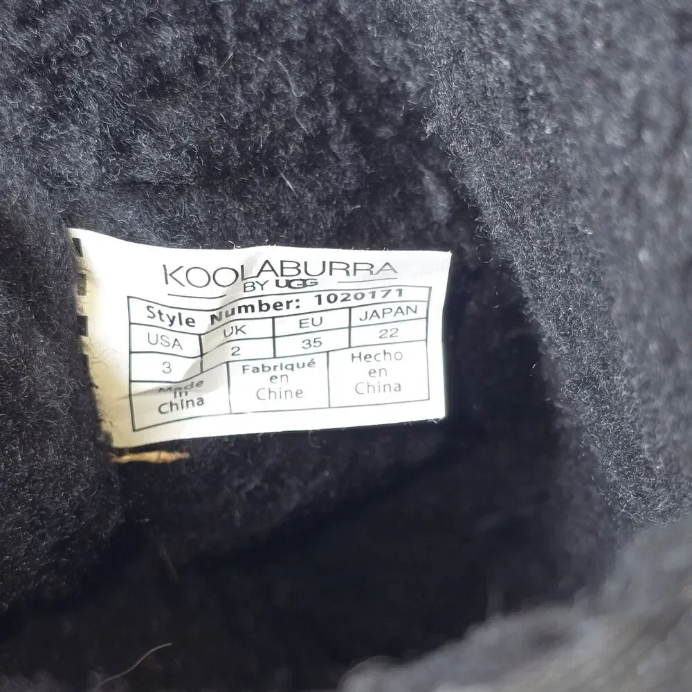 Koolaburra By Ugg Victoria Girls Size 3 Black Suede Fur Lined With Bows #1090330